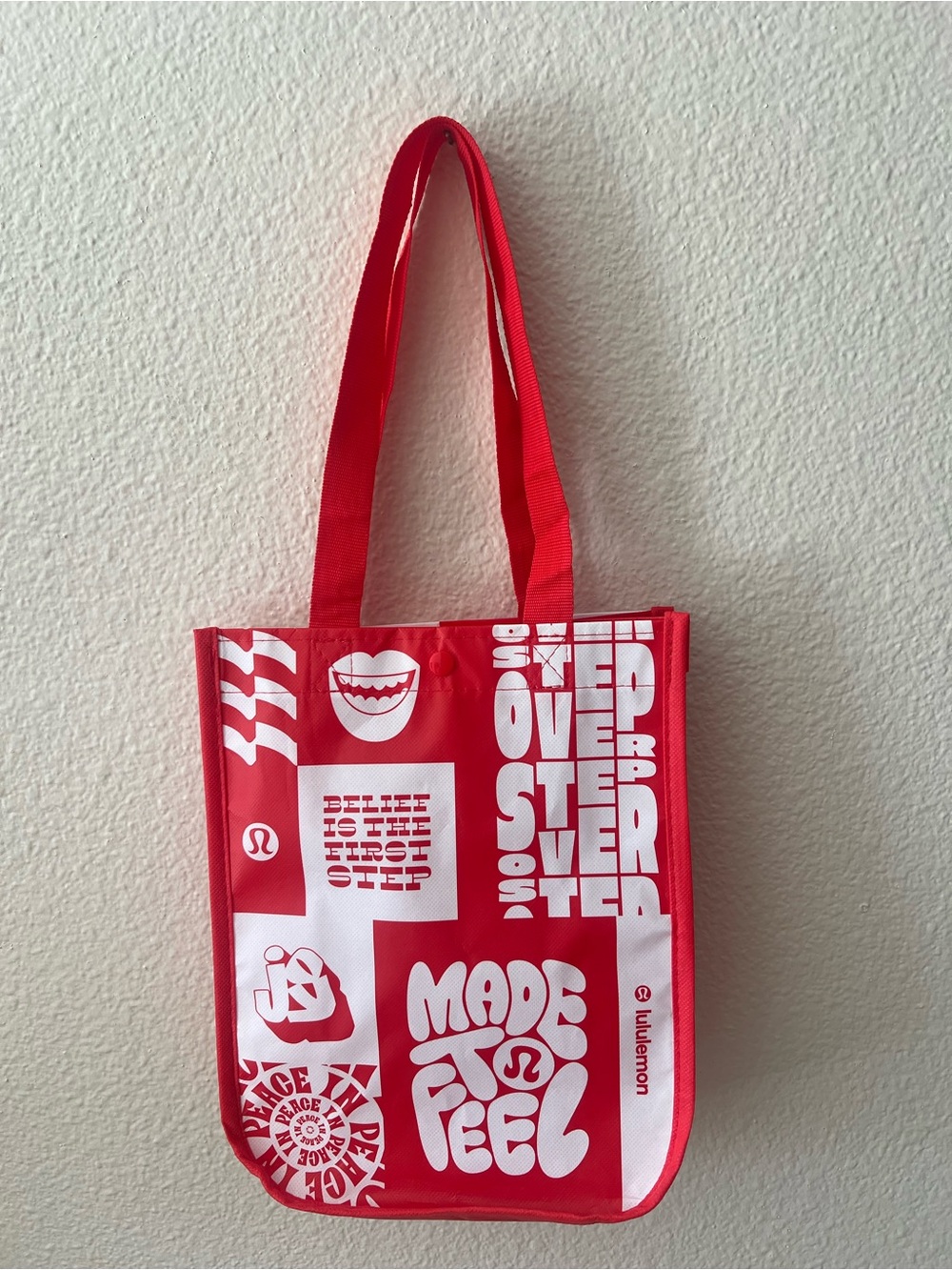 lululemon athletica Red Graphic Tote with White Print. Never used after store